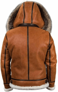 Vestes en cuir pour hommes de haute qualité, doublées de fourrure, style bomber, en peau de mouton, manteau d'hiver, veste de haute qualité pour hommes - Product Image 6