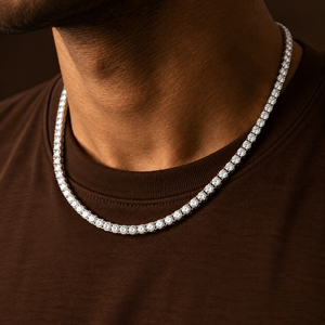 Chaîne tennis unisexe en diamants CZ de 3 mm, collier de joaillerie fine à superposition, en argent sterling, or et platine, avec diamants ronds brillants - Product Image 6