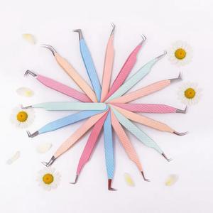 Precision Eyelash Tweezers Set Stainless Steel Smooth Tip Pastel Colors for Lash Extension <b>Tools</b> - Product Image 2