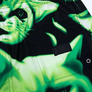 Shorts de bain décontractés pour hommes, imprimé chat vert, séchage rapide, taille à cordon, avec poches, design par sublimation - Product Image 6