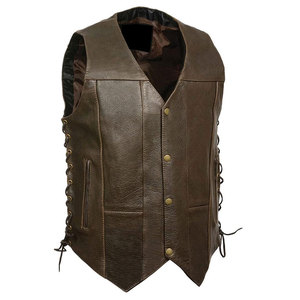 Rugged <b>Men</b> Genuine <b>Leather</b> <b>Vest</b> Winter Breathable Multi Pocket Waistcoat Durable OEM Service Outdoor Everyday Workwear Apparel - Product Image 1