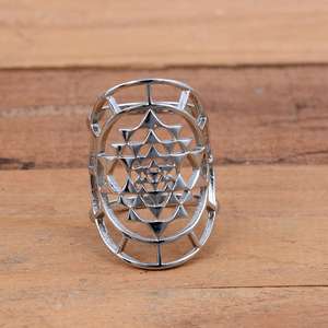 SHYAM JEWELRS 925 <b>Sterling</b> <b>Silver</b> Luxury Unisex Meander Pattern Etched Wrap <b>Ring</b> Handmade <b>Adjustable</b> Double Band Finger Splint - Product Image 2