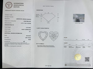 Diamantes Sueltos CVD Cultivados en Laboratorio, Forma de Corazón, Azul Intenso, Claridad VVS, Certificados por IGI, de 1-2 Quilates, Venta al Por Mayor - Product Image 2