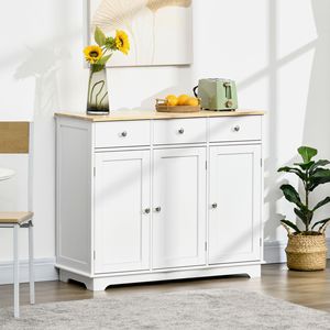 Credenza a 3 ante in rovere con 3 cassetti e ripiano regolabile per cucina, bar, ripostiglio, villa, palestra, soggiorno, ingresso - Product Image 2