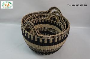 Premium fait à la main Vietnam Nature couleur carex décor à la maison moderne intérieur paniers de rangement panier de plantes - Product Image 4