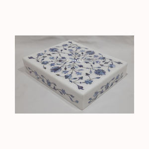 Caja de Mármol Blanco de Primera Calidad con Diseño Rectangular y Incrustaciones para Guardar Joyas de la Mejor Calidad, Nueva - Product Image 3