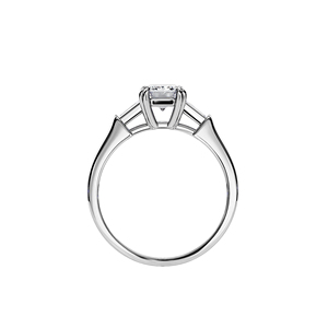 Anillo de compromiso de oro blanco de 10 quilates con diamante de corte esmeralda y engaste de garra para mujer - Product Image 3