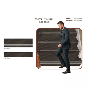 Luxury 1000x300mm And 1000x200mm GVT Porcelain And Ceramic Step Riser Tiles 10mm Matte Black Stair Treads - Product Image 1