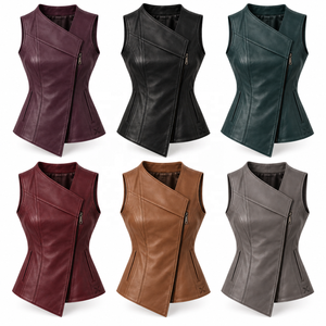 Women's Fashion & Designer Leather <b>Vests</b> | <b>Grey</b> Black Burgundy Brown Cognac | OEM ODM Manufacturer | Premium Design Quality | - Product Image 5