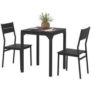 Set da pranzo nero in 3 pezzi, tavolo quadrato da 23,5 pollici e 2 sedie per piccoli spazi - Cappotti da donna - Product Image 1