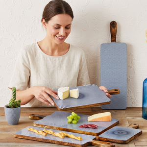 Planches à découper imprimées naturelles avec émail Meena et ustensiles de cuisine imprimés, vaisselle, blocs de découpe pour légumes et fruits, charcuterie - Product Image 1
