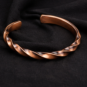 Luxury Twisted Swirl Embossed Pure Copper Bangle Wristlet Magnetic Pure Copper Bracelet Exquisite Metal Jewelry - Product Image 4