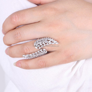 Bague en argent sterling 925 avec diamant, design d'ailes de luxe personnalisé, bague en or blanc 14 carats, bague en diamant originale pour femmes et hommes - Product Image 5