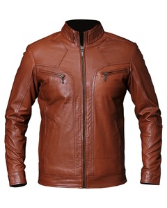 Cafe Racer Tan Brown Genuine Leather <b>Jacket</b> Men Motorcycle <b>Biker</b> <b>Jacket</b> - Product Image 1