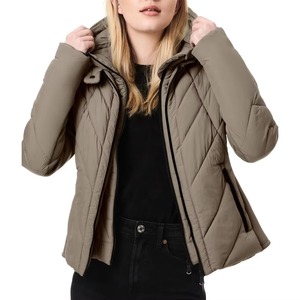 Women's <b>Quilted</b> Hooded Jacket With Zip Closure Full Sleeve Winter Wear Solid Color Polyester <b>Wadding</b> Warm Coat - Product Image 6