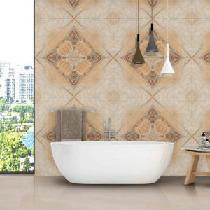 Azulejo de Porcelana Pulido de 2x4 pies con Diseño Continuo sin Juntas, Acabado Brillante Jasto Brown, Grado Superior, 60x120 cm, Diseño Book Match - Product Image 1