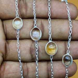 Collier à chaîne fine pour femme en argent sterling 925 avec citrine naturelle et pendentif en pierre précieuse de forme ovale pour anniversaire de mariage - Product Image 2