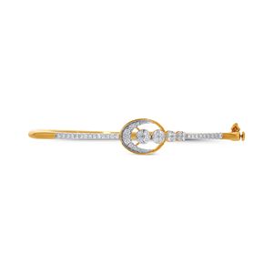 Elegant Diamond Circle Halo Gold <b>Bangle</b> <b>Bracelet</b> for Women - Product Image 1
