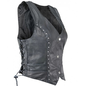 New Arrival Women's <b>Black</b> Genuine Leather Sleeveless <b>Vest</b> Waterproof Windproof Outer Wear Riding Leather <b>Vests</b> For Women's - Product Image 4
