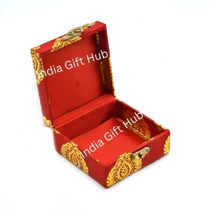 Caja organizadora de viaje de joyería con brocado Shagun, caja de efectivo cuadrada, recuerdo de regalo para cajas de joyería de estilo indio - Product Image 6