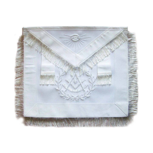Delantal de Lujo con Flecos de Hilo Blanco para Maestro Masón, Accesorios Ceremoniales para Oficiales de Logia Masónica, Todos los Productos Masónicos Disponibles - Product Image 1