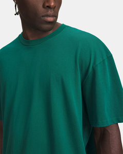 T-shirt en coton 100% à col roulé, coupe classique, vert, tricoté, manches courtes, bordure contrastante, teinture unie, logo personnalisé, style hip-hop, respirant - Product Image 3