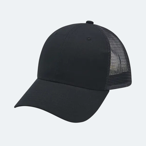 Custom Leather Patch Logo Classic 6 Panel Pre-Curved Brim Mesh Snap Back 112 Trucker Hat Cap 6 Panels Trucker Cap - Product Image 1