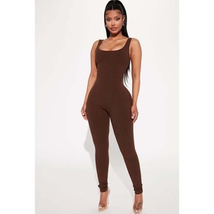 Women's Black High Waist Full Length Jumpsuit Short Sleeve <b>V</b>-<b>Neck</b> Skinny Fit Butt-Lifting Clubwear Spandex Polyester - Product Image 3