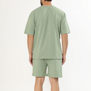 100% Cotton <b>Knitted</b> Summer Eco-Friendly Quick Dry Breathable Blank Factory Direct T Shirt and Shorts <b>Set</b> - Product Image 3
