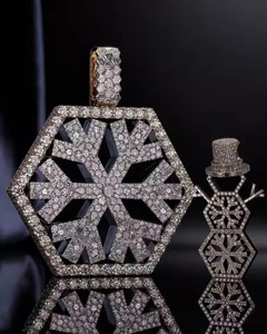 VVS Moissanite Custom Snowflake Pendant Iced Out 925 Silver Pendant Pass Diamond <b>Tester</b> Winter Holiday Pendant Luxury Pendant - Product Image 1