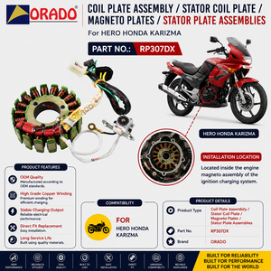 Ensemble de plaques de bobine de stator Hero Honda Karizma, qualité export, pour pièces détachées de deux-roues, Inde, Orado - Product Image 2