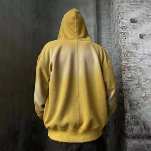 เสื้อฮู้ดผู้ชายแบบใหม่ ผ้าวาฟเฟิล ทอแบบพิเศษ ซักฟอกสไตล์วินเทจ พ่นสีแบบแอซิดวอช มีซิปและฮู้ด - Product Image 3