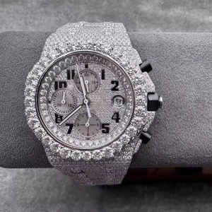 <b>Frozen</b> Crown Moissanite Diamond <b>Watch</b> for Men Premium Iced Out Quartz Analog Wrist Design Luxury Quartz Fashion Wear - Product Image 1