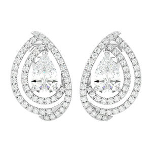 Nouvelles boucles d'oreilles pendantes pour femmes, design moderne, diamants ronds brillants, avec diamants naturels blancs en or blanc, provenance Inde. - Product Image 6
