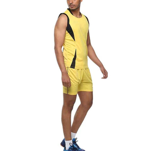 Ensemble Maillot et Short de Volleyball Jaune pour Homme – Débardeur Sans Manches, Taille Élastique, Anti-Transpiration, Tenue de Sport d'Été, Personnalisation Frontale pour Équipe - Product Image 4