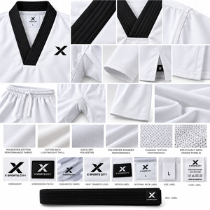 Men's Taekwondo Uniforms & Apparel | White With Multi Color <b>Belts</b> | Manufacturer | Sports & Martial Arts Wear | - Product Image 4