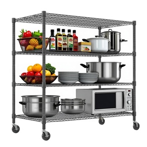 Black Stainless Steel 4 Layer <b>Kitchen</b> <b>Rack</b> Heavy Duty Multi-Purpose Storage Shelf Organizer for <b>Kitchen</b> Countertop At Best Price - Product Image 2