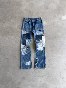 Jeans en denim pour homme 2026 de haute qualité, coupe évasée, noir délavé, imprimé, effet usé, style streetwear hip-hop Y2K, OEM ODM, en coton - Product Image 3