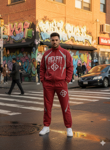 ชุดวอร์ม Rexfit OEM แบบมีโลโก้สะท้อนแสง ผลิตจากผ้าโพลีเอสเตอร์ผสมคอตตอน สำหรับผู้ชาย พิมพ์ลายสองชิ้น ชุดวอร์มแบบมีซิป ชุดกันลมสำหรับผู้ชาย - Product Image 2