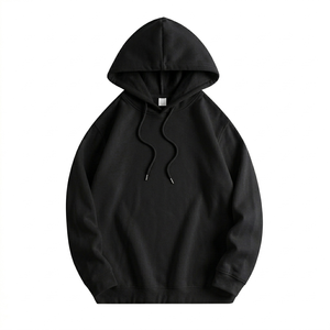 Sweat à capuche décontracté pour homme, automne, poche kangourou avant, polyester/coton polaire uni, fermeture à cordon, écologique, coupe-vent - Product Image 2