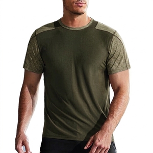 T-shirts pour hommes de style supérieur OEM ODM, couleur vert olive pur, 100% polyester, tissu à séchage rapide, manches courtes - Product Image 1