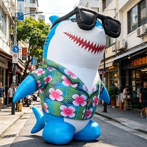Requin gonflable géant <span class=keywords><strong>de</strong></span> 4 m avec lumières LED, logo personnalisé, modèle <span class=keywords><strong>de</strong></span> requin hawaïen pour événements sur la plage, publicité, fêtes au bord <span class=keywords><strong>de</strong></span> la piscine, scène - Product Image 6