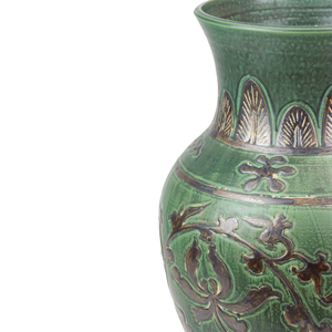 Truc Lam Handmade Hotel Decoration <b>Ceramic</b> Floor <b>Vase</b> Art Deco Design Mango Shape Imitative-antique Brown Chrysanthemum Patterns - Product Image 2
