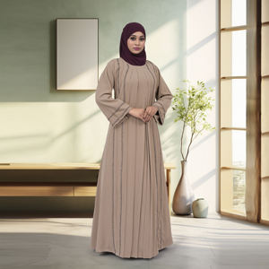 Abaya Nida Modeste à Panneaux Plissés, Robe Islamique à Manches Longues Style Dubaï, Jalabiya pour Femmes Musulmanes, Longueur Ras du Sol, Grande Taille, pour l'Aïd et le Ramadan - Product Image 5