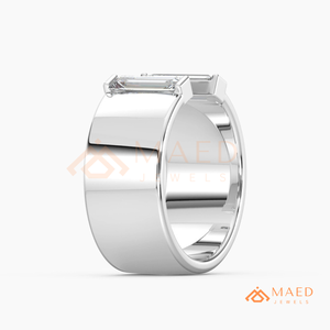 Anillo de lujo de plata de 18 quilates con diamantes flotantes en forma de onda |   Anillo minimalista de eternidad con canal curvo asimétrico y piedra flotante - Product Image 5
