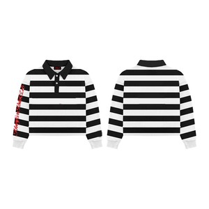 Camiseta de Rugby Premium para Hombre, 260 GSM, Algodón, Diseño de Paneles con Rayas Blancas y Negras, Logotipo Personalizado con Serigrafía, Camisetas de Polo de Rugby - Product Image 1