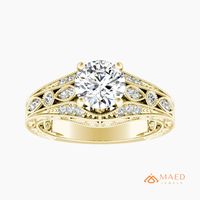 Bague de fiançailles vintage en or avec moissanite taille ronde pour femme, bijou élégant pour anniversaire de mariage, cadeau USA