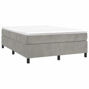 Base de Cama Queen Tapizada en Terciopelo Gris Claro con Madera Contrachapada - Product Image 3