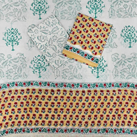 Costume indien en coton à fleurs jaunes et blanches pour femmes |   Salwar Kameez Punjabi de haute qualité imprimé à la main |   Ensemble de vêtements décontractés ethniques