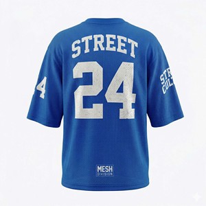 เสื้อเจอร์ซีย์สตรีทแวร์ทรงโอเวอร์ไซส์สำหรับผู้ชาย สไตล์สปอร์ต ผลิตตามสั่ง ขายส่ง ผ้าโพลีเอสเตอร์/คอตตอน ตาข่าย ระบายอากาศ แห้งเร็ว แขนสั้น ทรงบ็อกซี่ สีพื้น - Product Image 2